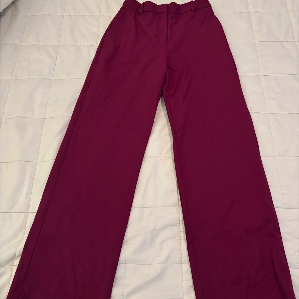 Babaton Burgundy Wide-Leg Dress Pants